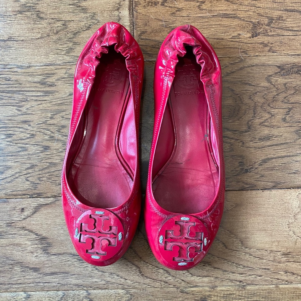 Tory Burch Reva Flat - Patent Leather Pink Sz 7